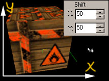 Перемещение текстуры по стороне объекта стрелочками в поле Shift