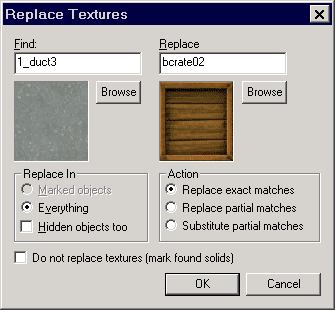 Окно замены текстур